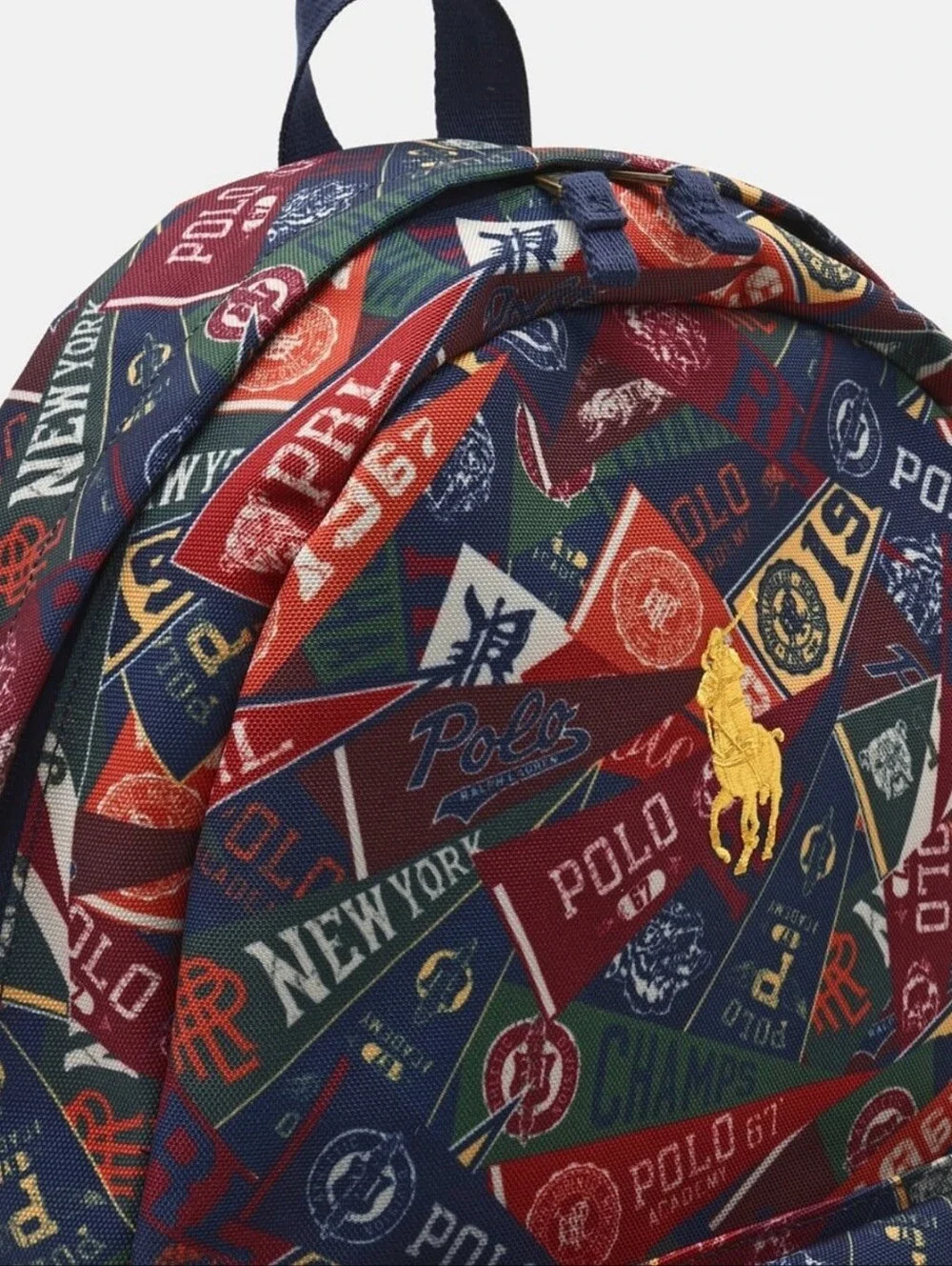 Polo by Ralph Lauren Multicolor Patchprint Backpack in Navy, Red, Green